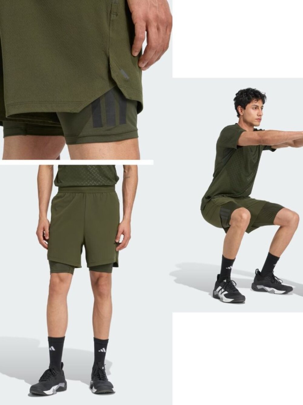 NWT Adidas Power 2-in-1 Primelift Shorts Bottoms Gym #JV9708 SZ MEDIUM $75